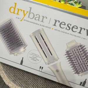 Drybar 3‑in‑1 Interchangeable Blow‑Dryer in Pearl White and Yellow Logo